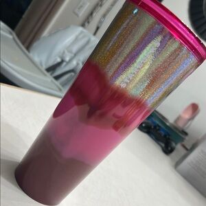 Colorful Tumbler with Pink and Gold Accents